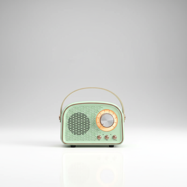 TuneHaven Bluetooth Lautsprecher: Ein einzigartiges Retro Geschenk für Musikliebhaber mit kabellosem Design.