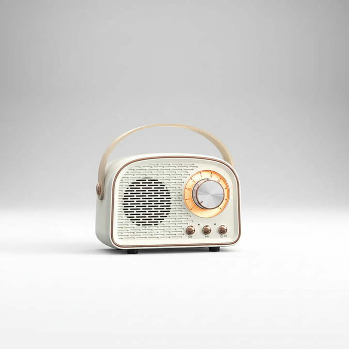 Vielseitiger Retro Lautsprecher TuneHaven: Bluetooth-fähig, kompakt und ideal für kabellose Musikwiedergabe.