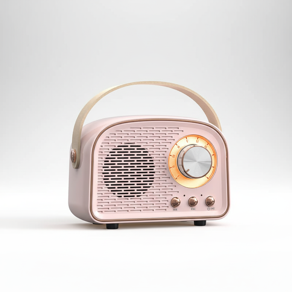 Eleganter Retro Bluetooth Lautsprecher TuneHaven für authentischen Sound; perfekt für ein stilvolles Zuhause.