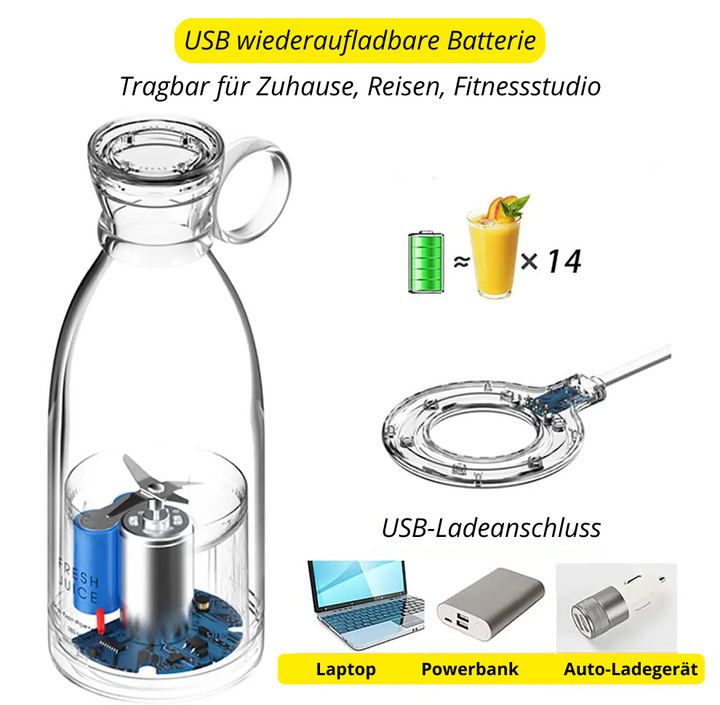 Der SmoothEase tragbare Mixer: Entsaften & Mixen für frische Smoothies, Shakes & Säfte – ideal für unterwegs.