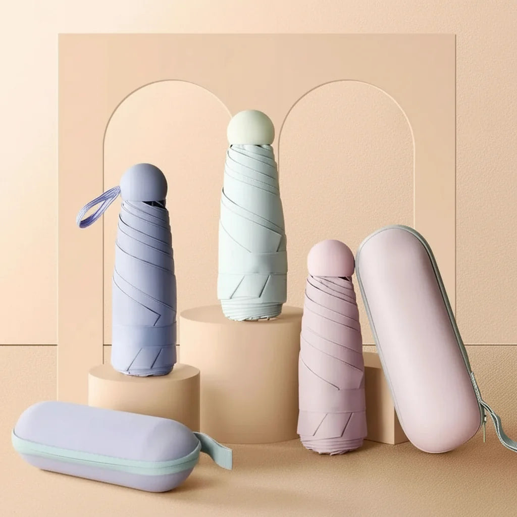 Moderner Kapselschirm, kompakt & stabil; zuverlässiger Regenschutz für Damen & Herren, ideal für Reisen.