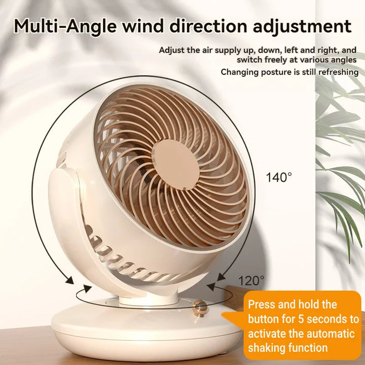 Mobiler Akku Ventilator, kompakt & leise. Perfekter USB-Lüfter für Unterwegs, Schlafzimmer oder Zuhause, 360° kühlend.