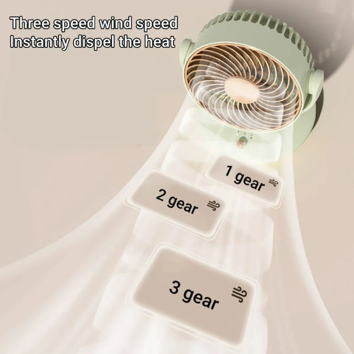 Ultra leiser Tischventilator mit USB-Anschluss und Akku. Kompakt, 360° rotierend, ideal für ungestörtes Arbeiten oder Schlafen.