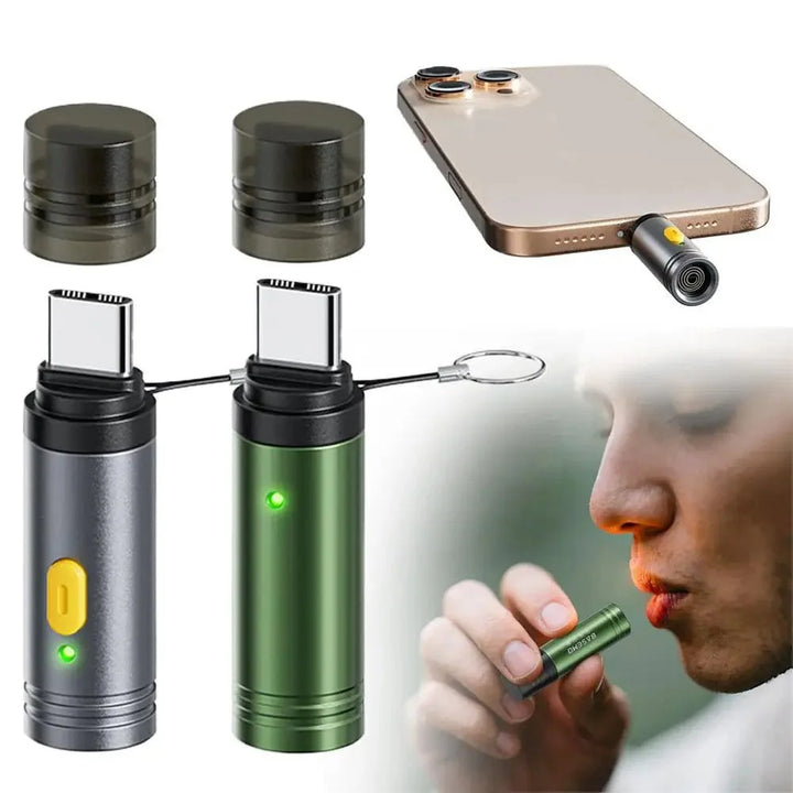 Kompakter winddichter Mini Zigarettenanzünder Typ C für USB-Laden, perfekt für unterwegs.