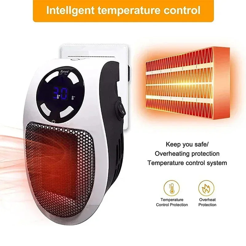 Kompaktes 350W Wandheizgerät mit Fernbedienung, Timer & LED-Display für schnelle, energieeffiziente Wärme.