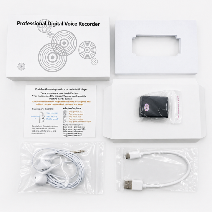 Hochwertiger Sprachrekorder für kristallklare digitale Aufnahmen. Ein praktisches Mini Diktiergerät.