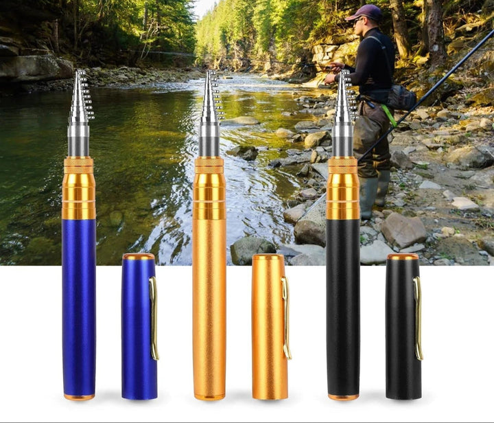Kompaktes, tragbares Angelset für Reisen & Outdoor-Abenteuer; robuste Aluminium-Angelrute & -rolle.