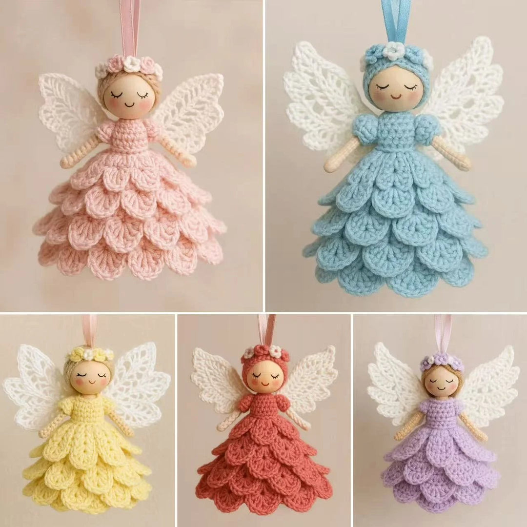 Komplettes DIY Häkelset Engel für Anfänger. Enthält alles, um einen charmanten Dekoengel selbst zu häkeln.