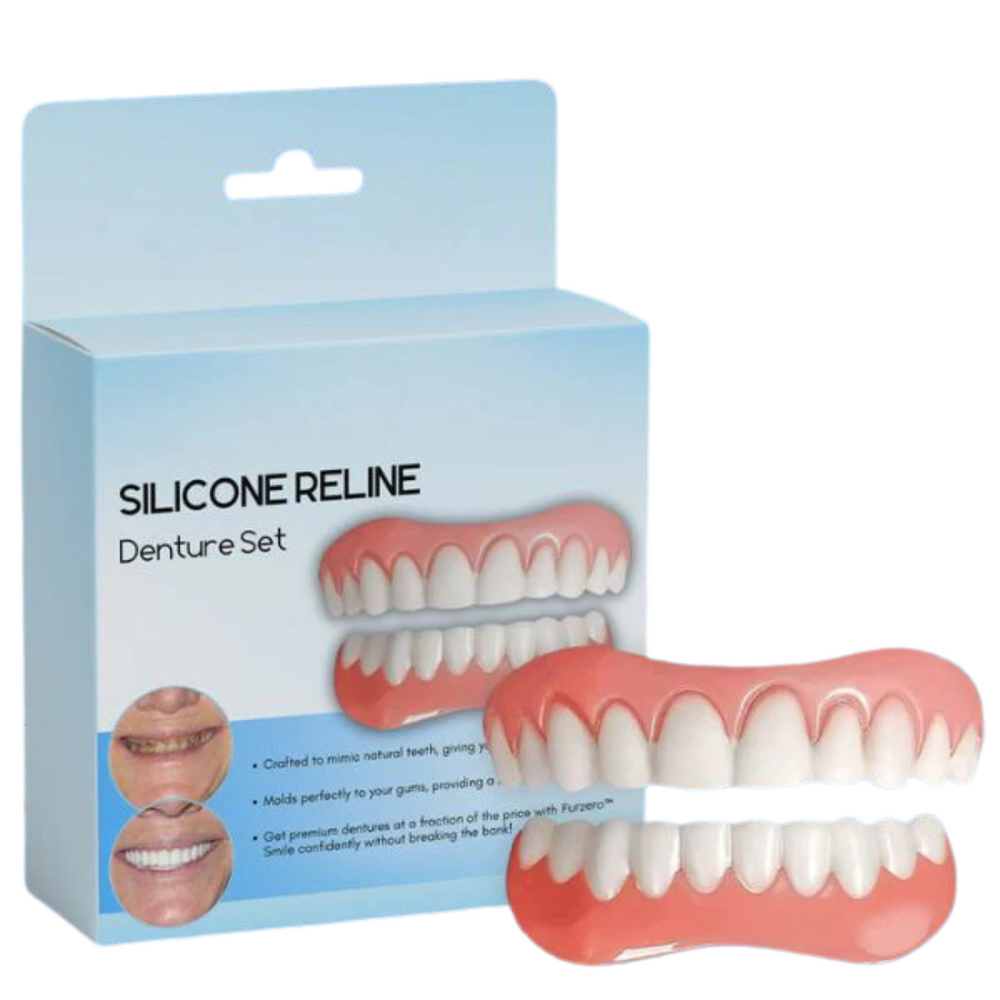 Nahaufnahme von kosmetischem Silikon Zahnersatz; weich, flexibel und komfortabel für Zahnästhetik und Oralpflege.