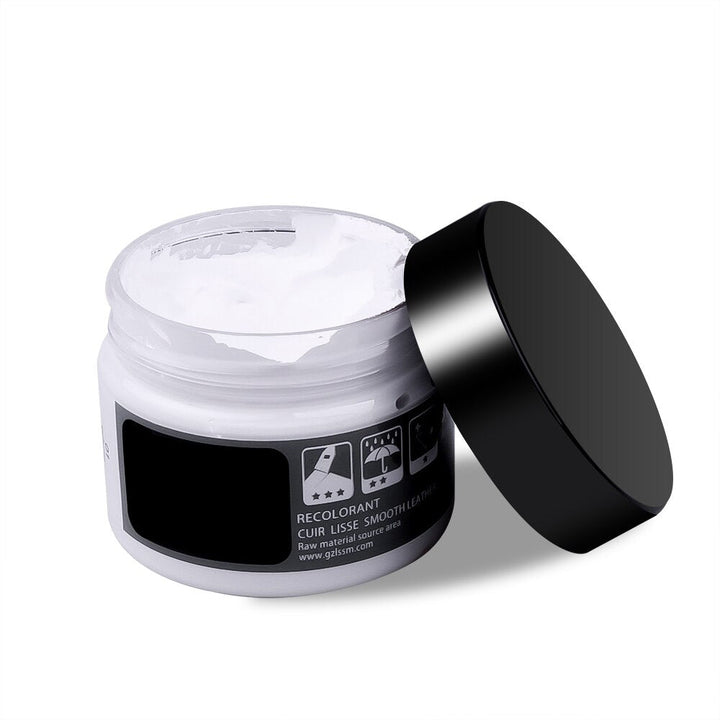 Tiegel mit kraftvollem RestoreLeather Balsam; ideal für intensive Lederpflege & dauerhafte Reparaturen.