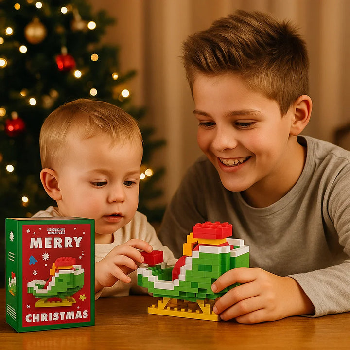 Spaß beim Bauen: Weihnachtsfiguren aus Bausteinen; interaktives Bastelset für die Familie.