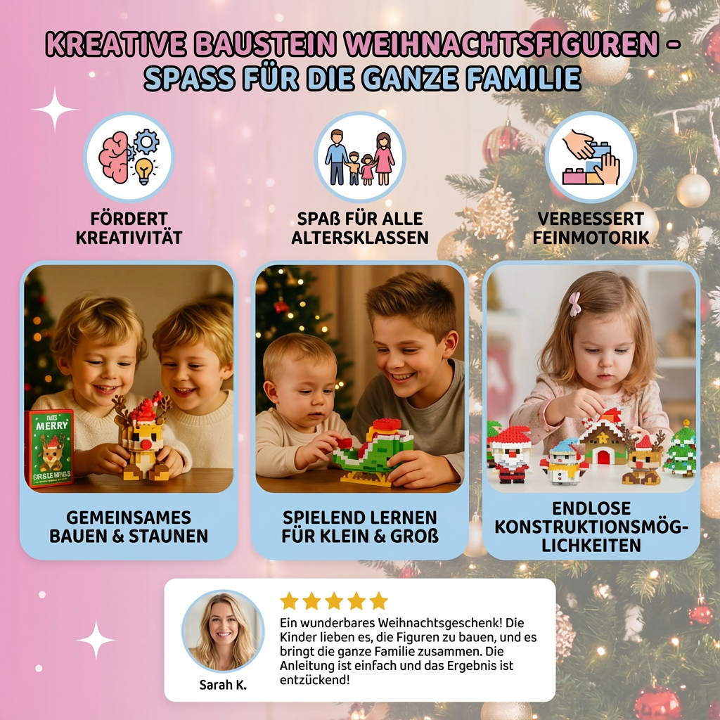 Familien-Bauspaß: Bausteine zum Bauen einzigartiger Weihnachtsfiguren; Kreativspielzeug.