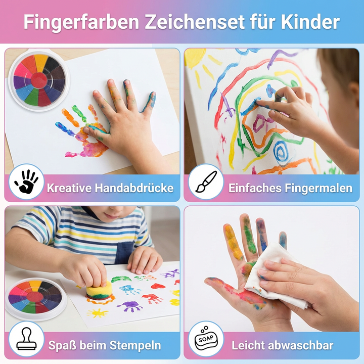 Ungiftiges Fingerfarben Zeichenset, tolles Geschenk für Kinder. Fördert Kreativität & sicheren Malspaß.