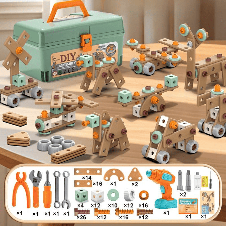 Farbenfrohes Kinder Werkzeugset aus ABS-Kunststoff zieht die Aufmerksamkeit auf sich und lädt zum kreativen Spielen ein.