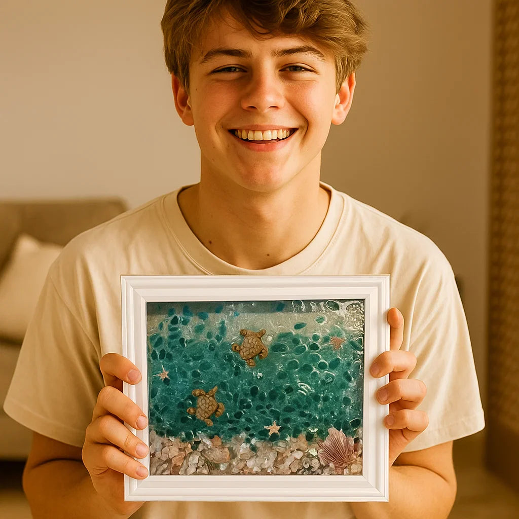 DIY Bastelset für kreative Meerglas-Kunst. Maritimes Kunstset zum Selbermachen von Wandbildern & Wohnaccessoires.