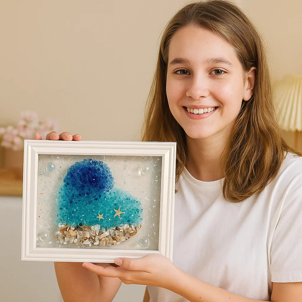Kreatives DIY Meerglas Kunstset für Kinder. Entdecke Meerglas & Treibholz und bastel deine maritime Deko.