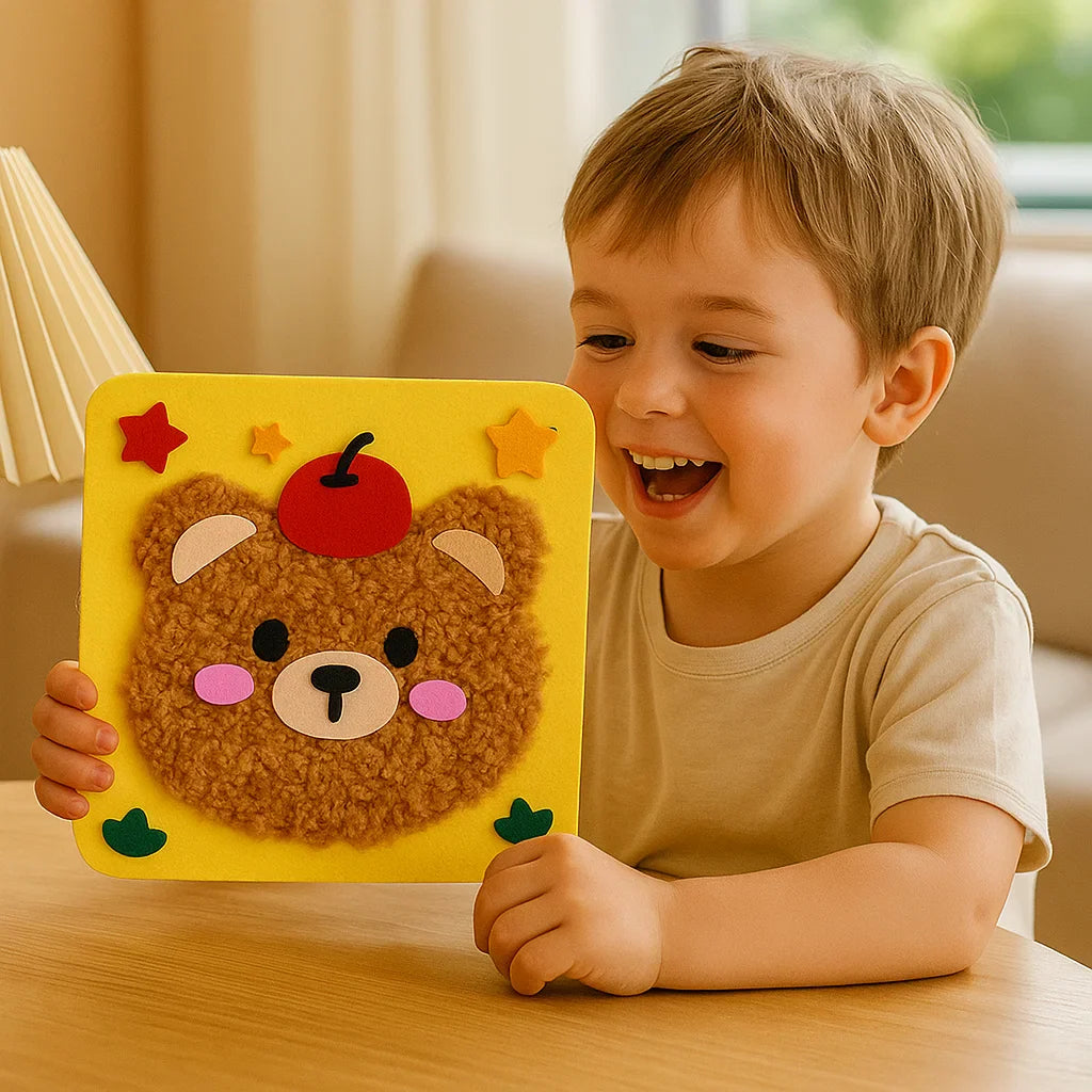 Pädagogisches Bastelset: Stickpuppen für Kinder, fördert räumliches Denken und manuelle Fähigkeiten.