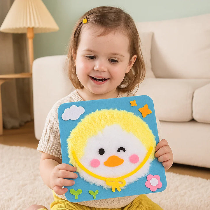 DIY Stickpuppen Bastelset für Kinder zum Selbermachen niedlicher Tierfiguren, fördert Eigenständigkeit.