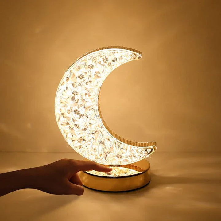 Kristall-Tischlampe mit dimmbarem LED-Nachtlicht, schafft magische Stimmung in Schlaf- und Wohnzimmer.