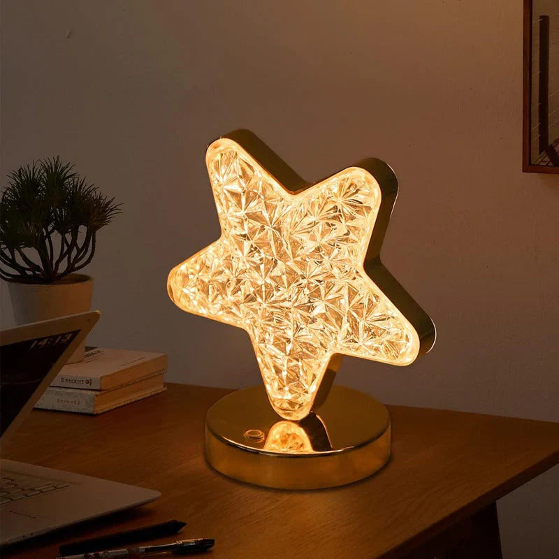 Funkelnde Kristalllampe als dimmbares LED-Nachtlicht für Schlafzimmer oder Wohnzimmer, ideal als Mondlampe.
