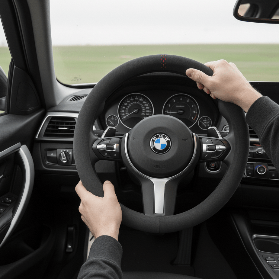 Ergonomischer Kunstleder Lenkradbezug für verbesserten Halt und Fahrkomfort im Fahrzeug. Einfache Montage.