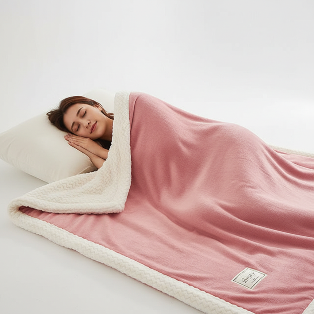 Warme Kuscheldecke aus Polyester-Fleece, perfekt für das Schlafzimmer, gestreiftes Design.