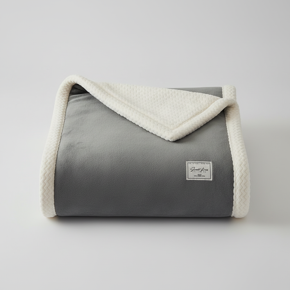 Luxuriöse, weiche Fleece-Decke, gestreift, ideal als warme Kuscheldecke für Winterabende.