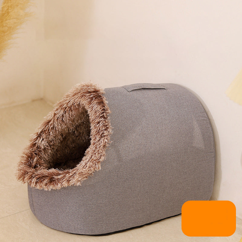 Samtweiche Haustierhöhle als gemütliches Hundebett & Katzenbett, ideal zum Verstecken und Schlafen.