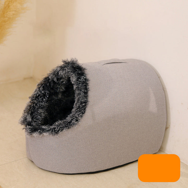 Entspannende Kuschelhöhle, warmes Haustierbett für Katzen & Hunde, bietet Geborgenheit und Komfort.
