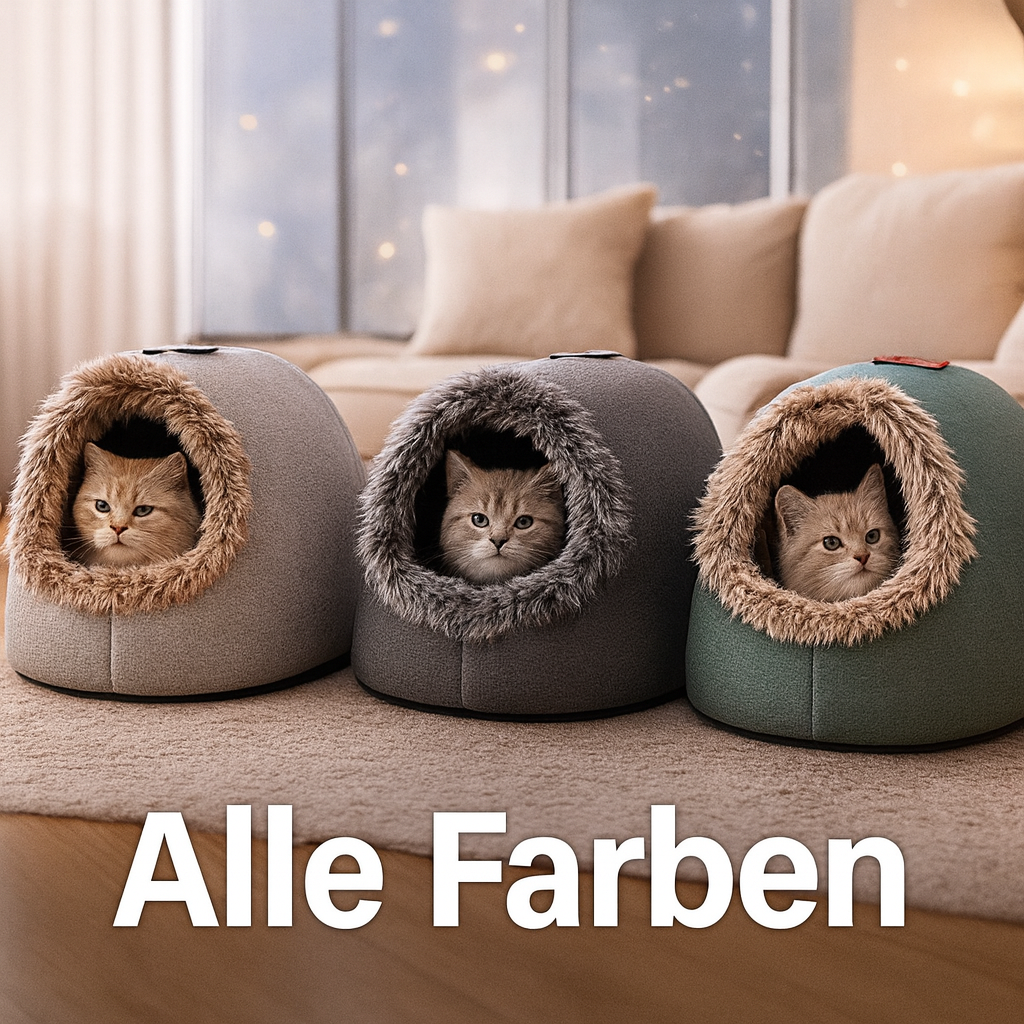 Runde Kuschelhöhle für Haustiere, ein weiches Tierbett für Geborgenheit, Wärme und Entspannung.