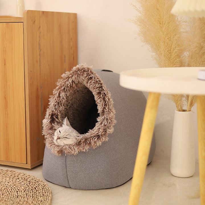Geborgenheit spendende Katzenhöhle & Hundebett, warme Kuschelhöhle für ruhigen Schlaf Ihrer Tiere.
