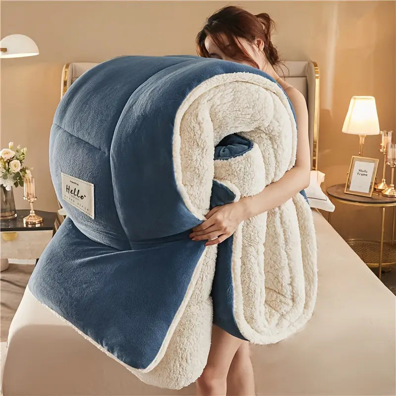 Gesteppte Winter-Bettdecke in Grau. Warm, weich und pflegeleicht. Bringt Komfort und Stil in Ihr Schlafzimmer.