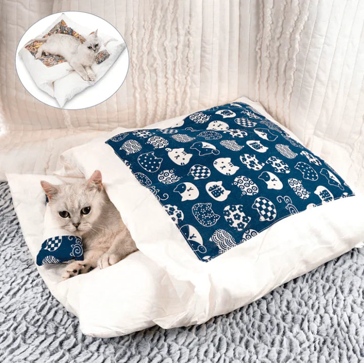 Weiches Tierbett: Katzenschlafsack, ideal als warmer Rückzugsort und Katzenhöhle.