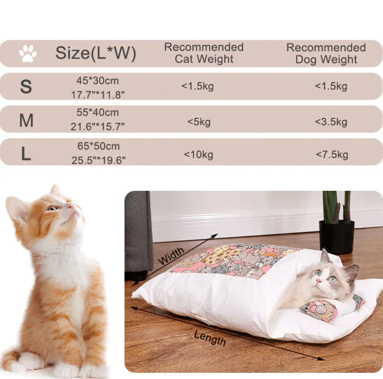 Schlafplatz-Highlight: Weicher Katzenschlafsack als warmes Katzenbett für den Winter.