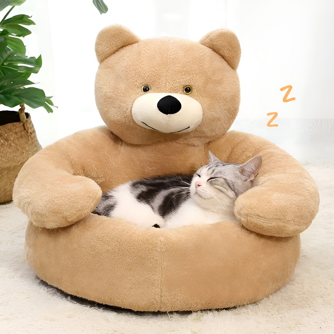 Weiches Plüschbett CozyBear für Haustiere, waschbar & strapazierfähig, ultrakomfortabler Schlafplatz.