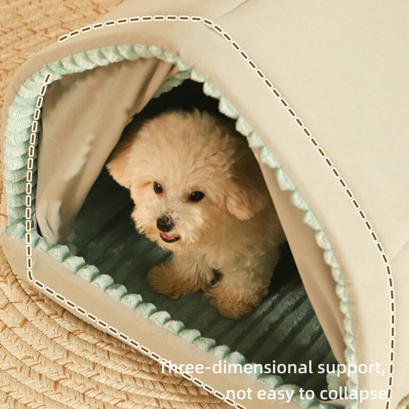 Waschbares Hundebett mit Vorhang, bietet Ihrem Hund einen hygienischen Rückzugsort.