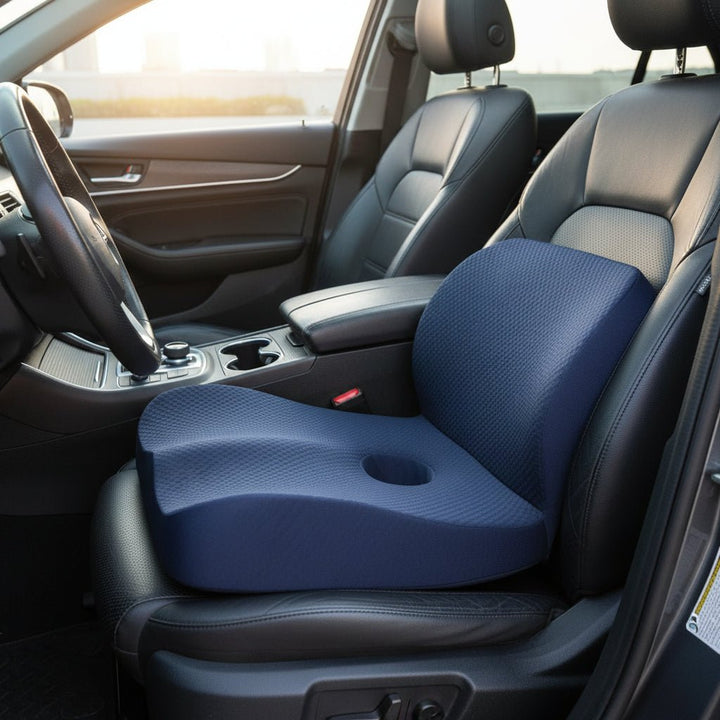 L-förmiges Memory-Schaum-Stützkissen für ergonomische Hüft- & Taillenstütze, ideal für Auto und Büro.