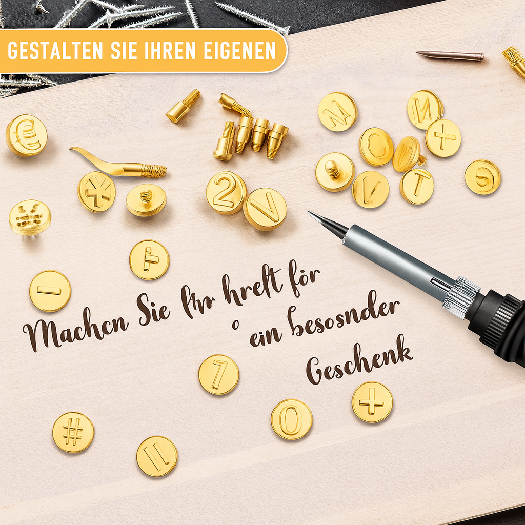 Lötkolben Gravurspitzen Set in praktischer Aufbewahrungsbox für Holz- & Ledergravur.