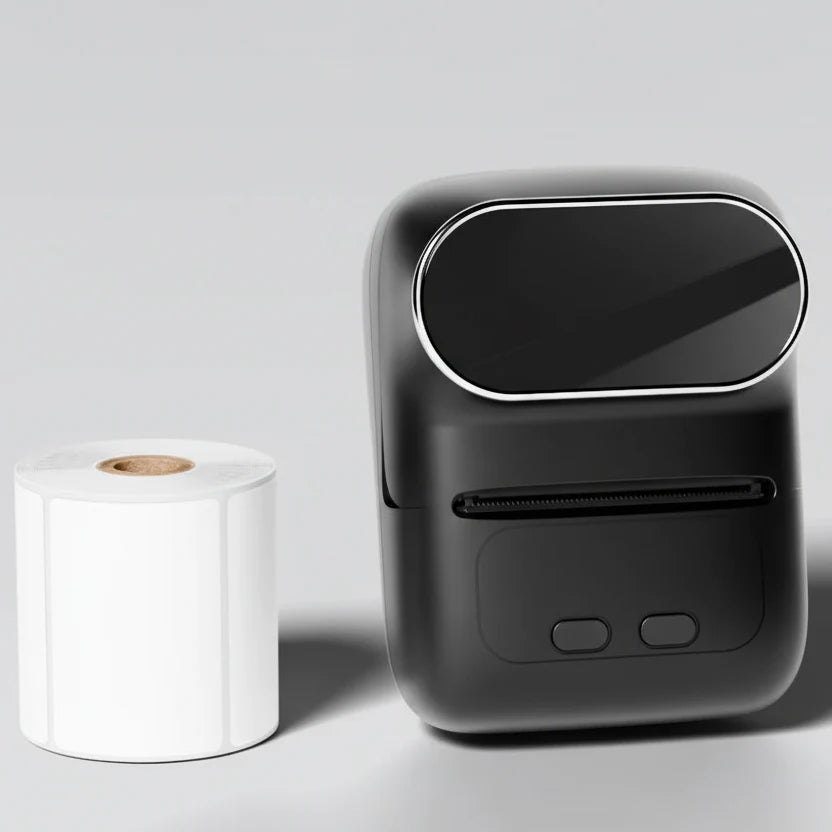 Modernes LABELO Bluetooth Etikettendrucker Design, kompakt & mobil für Schreibtisch oder unterwegs.