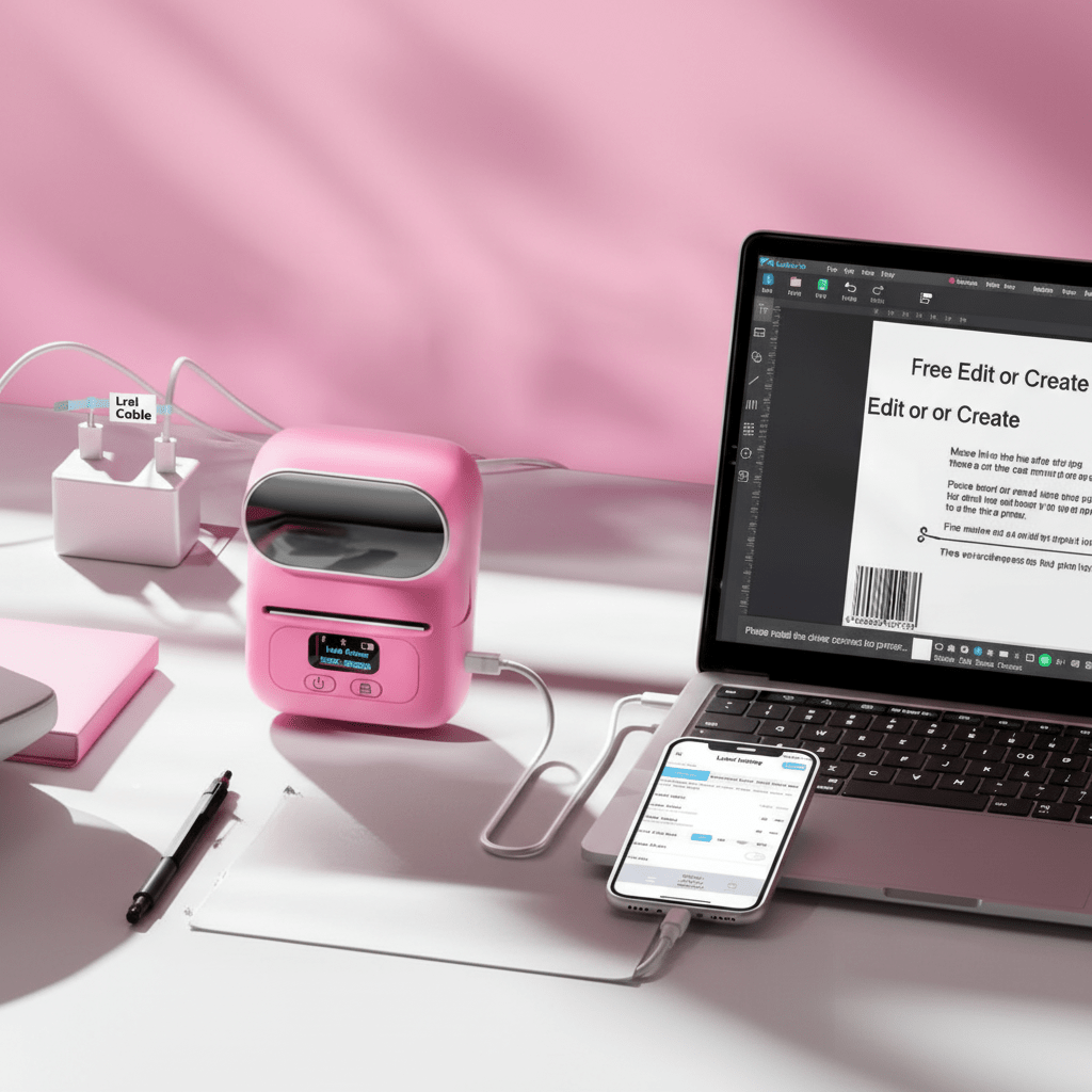 LABELO Bluetooth Etikettiergerät druckt Barcode-Etikett, ideal für Organisation & Lagerbestandsverwaltung.