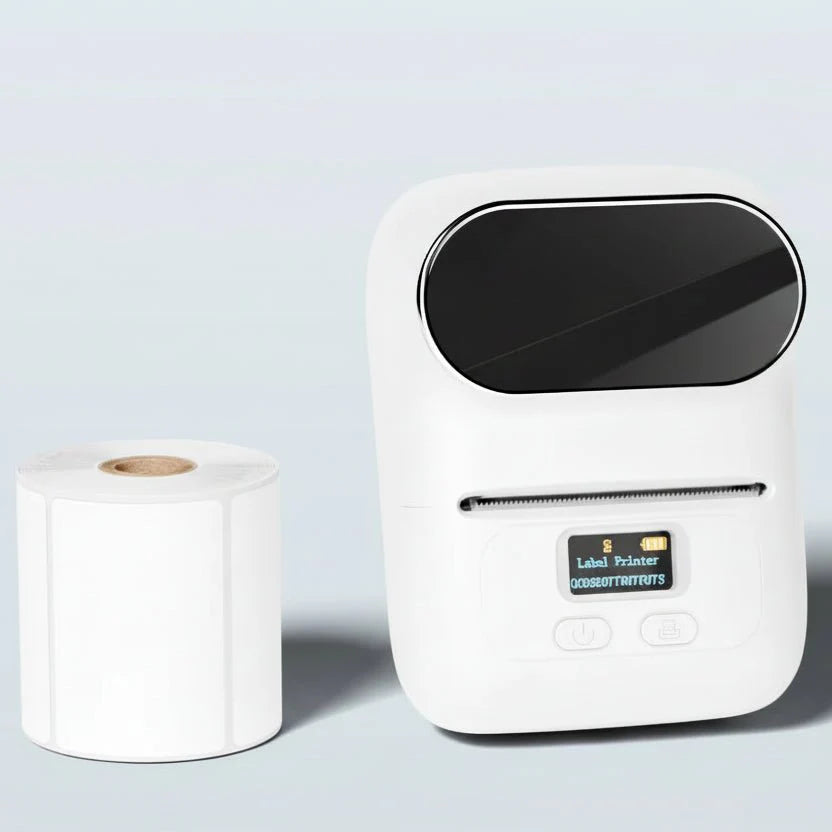Tragbarer LABELO Bluetooth Mini-Drucker, ideal für Etiketten unterwegs im Büro, Lager oder Geschäft.