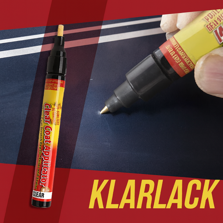 Autolack-Kratzer verschwindet mit dem Lackstift. Einfache Fahrzeugpflege und Lackreparatur für DIY.