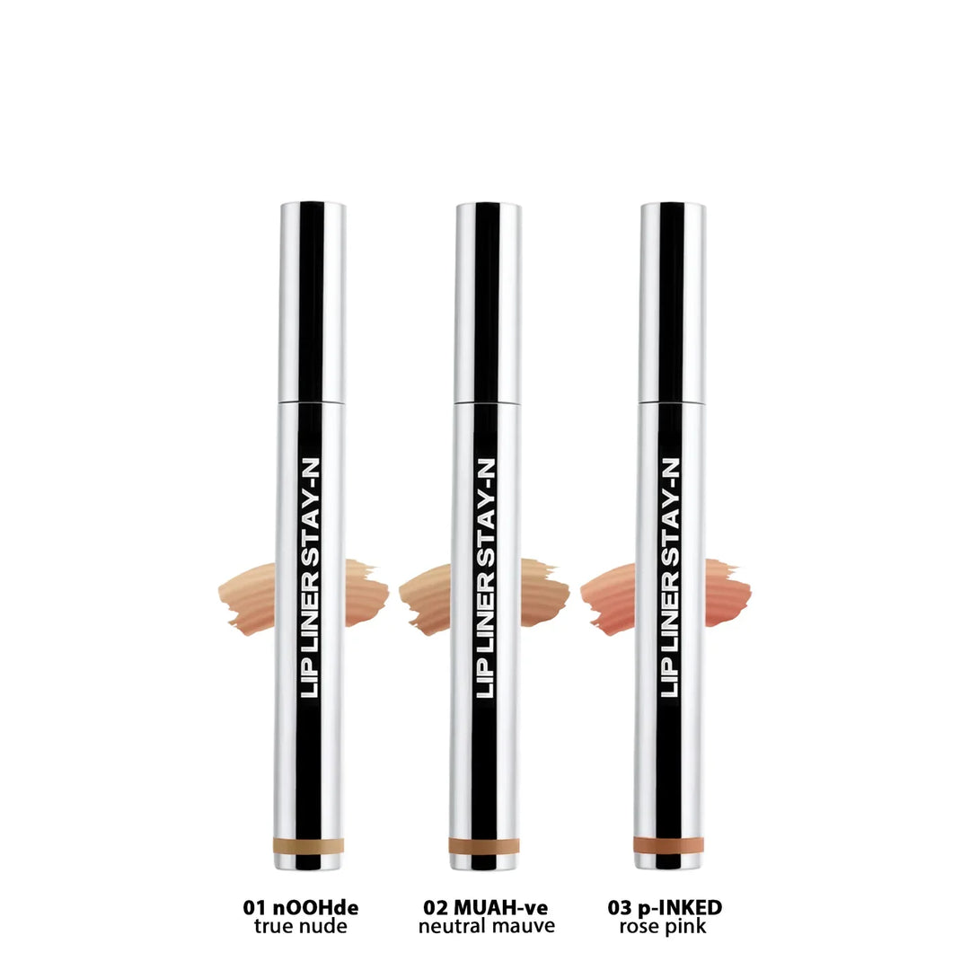 Langanhaltende Lippenfarbe für perfekt definierte Lippen in Nude, Pink oder Mauve.