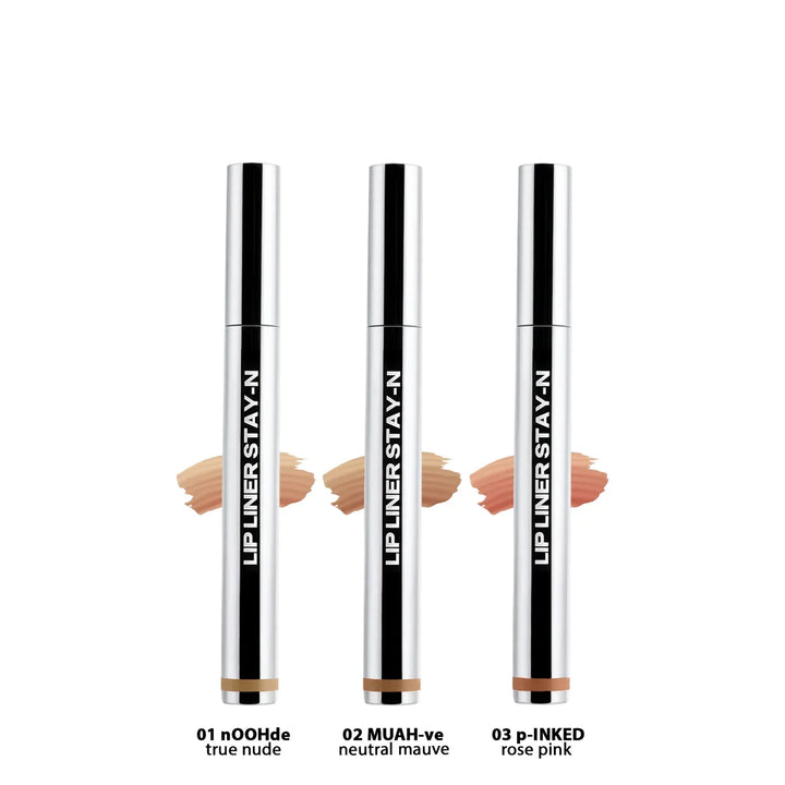 Langanhaltende Lippenfarbe für perfekt definierte Lippen in Nude, Pink oder Mauve.
