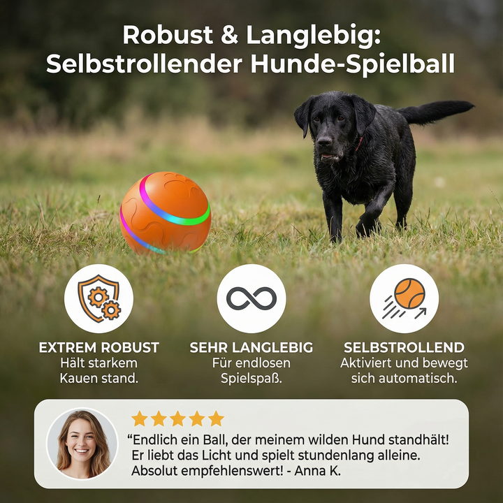 Gelber, robuster Hunde-Spielball. Interaktives, langlebiges Hundespielzeug für aktive Hunde & Welpen drinnen.