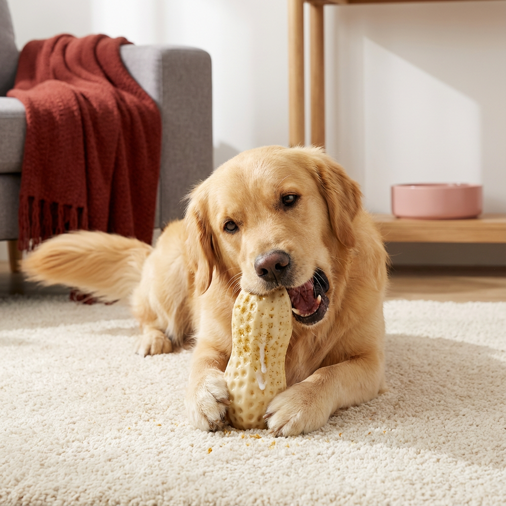 Langlebiges Erdnuss-Kauspielzeug für Hunde, ideal für intensive Kauer & Zahnpflege. Robust und interaktiv.