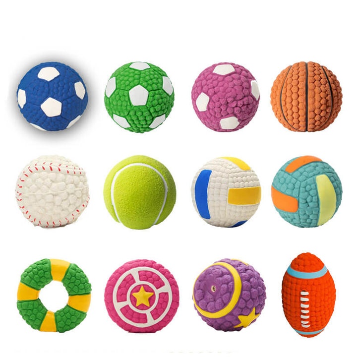 Langlebiges interaktives Quietschball-Hundespielzeug aus Latex für Kauspiel & Apportieren.