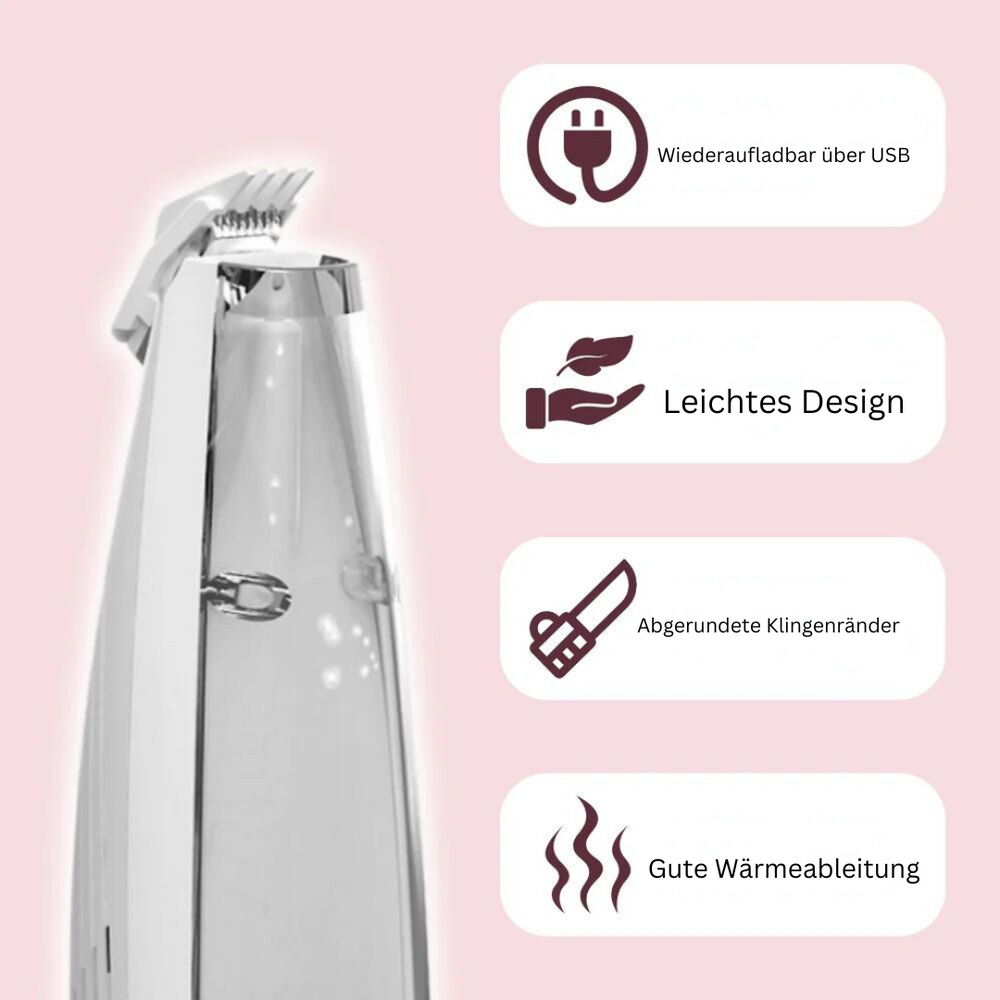 Eleganter, geräuschloser Vakuum-Trimmer für Tierfell. Ideal zur sanften Fellpflege bei Hunden und Katzen.