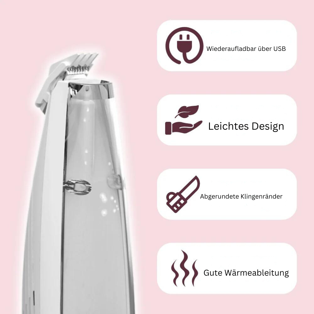 Eleganter, geräuschloser Vakuum-Trimmer für Tierfell. Ideal zur sanften Fellpflege bei Hunden und Katzen.