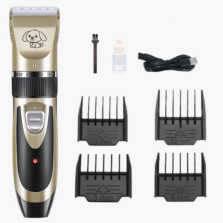 Premium Hunde Haarschneider Set mit Zubehör, lautlos, für professionelle und einfache Fellpflege.